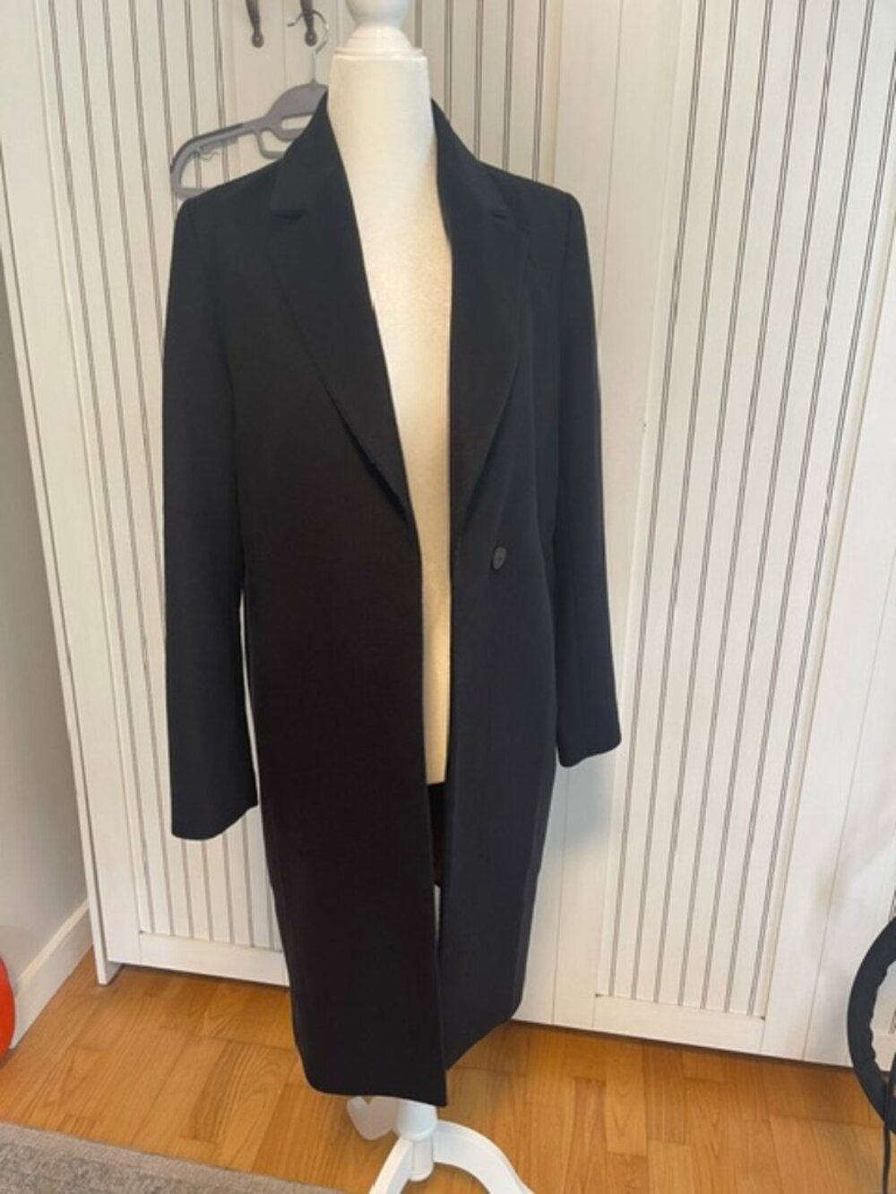 MINE 100% Pure Cashmere Coat Lanificio Piemontese Italy Black 82-94-160